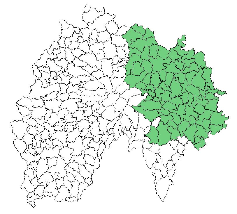 Carte des communes cantaliennes dans la zone vaccinale MHE